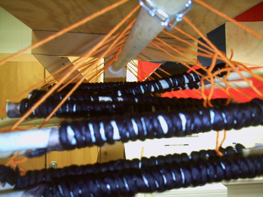 dyed fabric drying on pvc