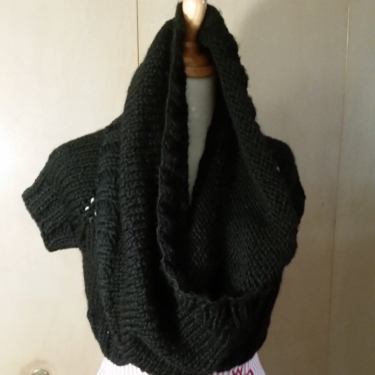 black knit cowl shrug